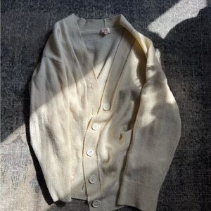 Camila Coelho Cream Button-Front V-Neck Cardigan